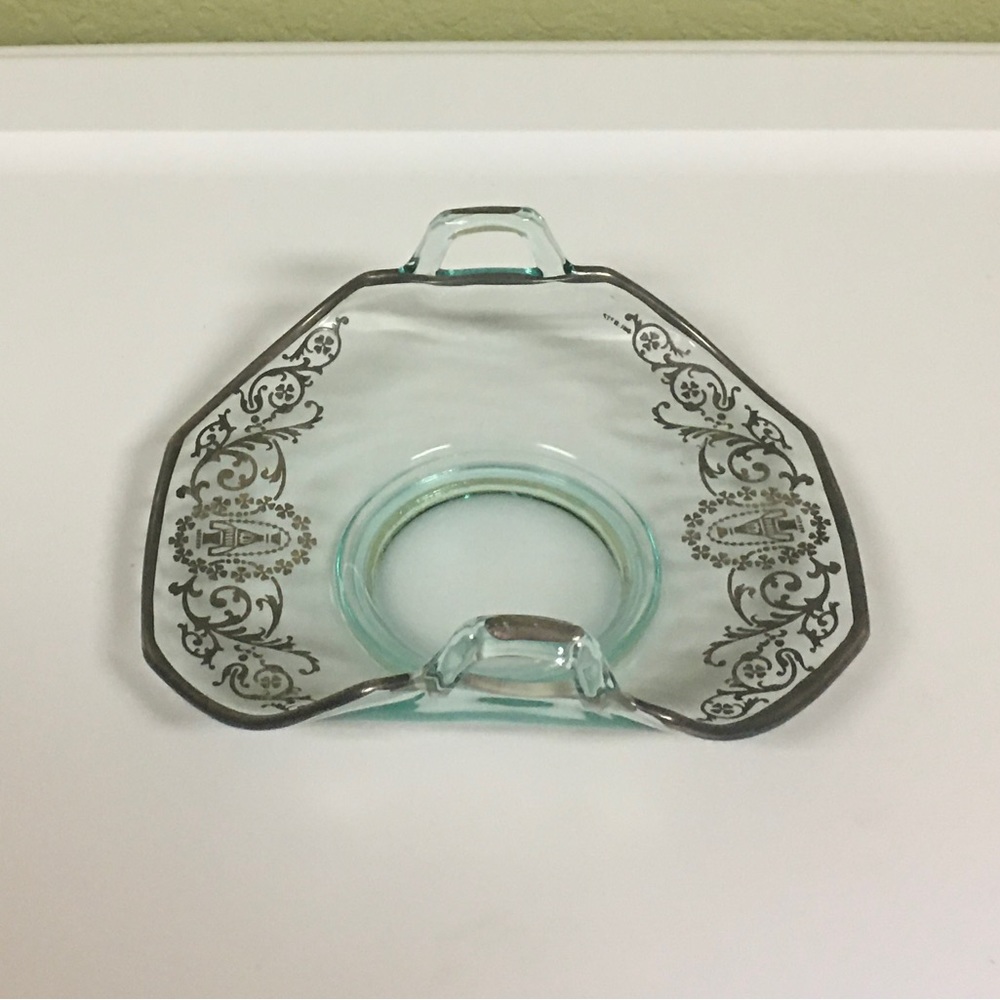 Vintage Handcrafted Teal Glass Bonbon Server - Picture 3 of 12